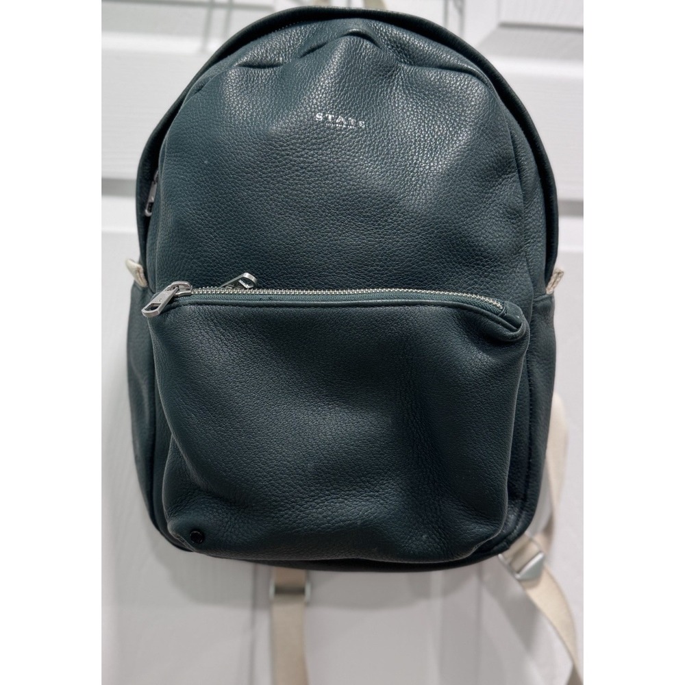 State Bags Green Mini Lorimer Cowhide Leather Backpack 4 Zippered Pockets